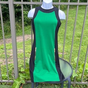Michael Kors Green & Black Colorblock Sleeveless Dress Size Medium